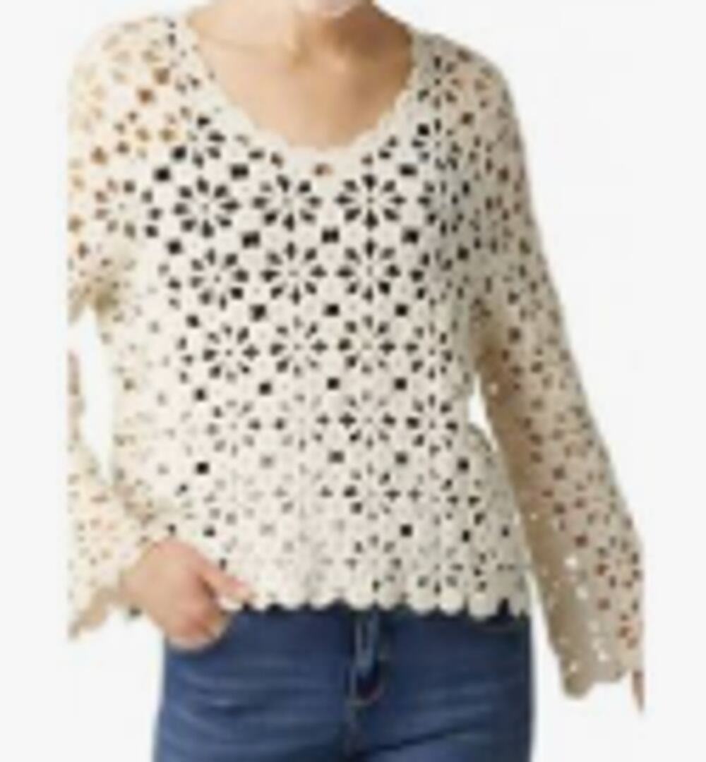 Coco + Carmen Lucia Crocheted Floral Lace Pullover sz S/M